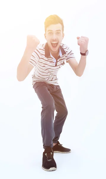 Closeup. happy guy celebrating his success. — Stock Photo, Image