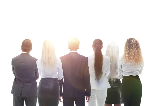 Achteraanzicht groep mensen uit het bedrijfsleven. Achteraanzicht. Geïsoleerd op witte achtergrond. — Stockfoto