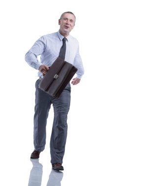 modern iş adamı ileriye evrak çantalı