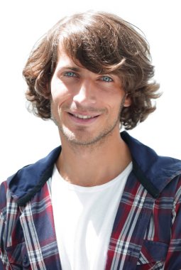 portre. şık bir ekose gömlekli adam. yakın çekim.