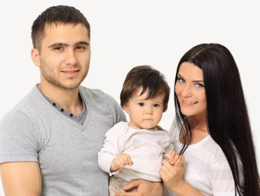 gülümseyen aile beyaz bitti izole