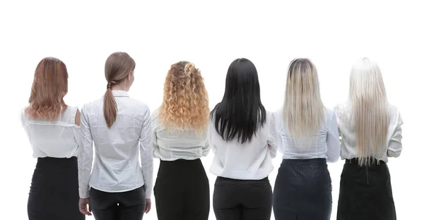 Achteraanzicht groep mensen uit het bedrijfsleven. Achteraanzicht. Geïsoleerd op witte achtergrond. — Stockfoto