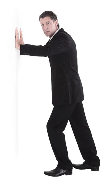 Retrato del hombre de negocios feliz posando con espacio para copiar — Foto de Stock