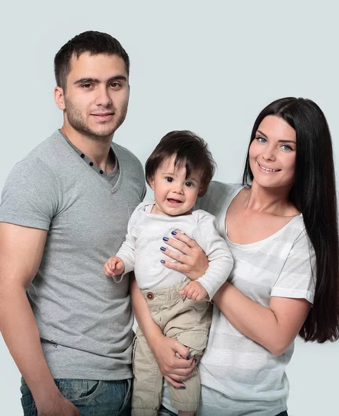 Usmívající se rodina izolovaných na bílém pozadí — Stock fotografie