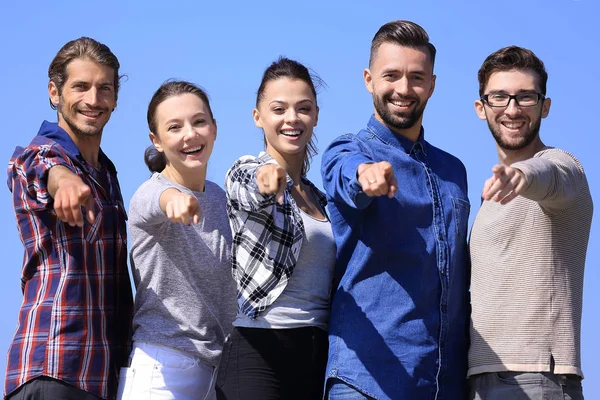 Team of young people showing hands forward — Stock Photo, Image