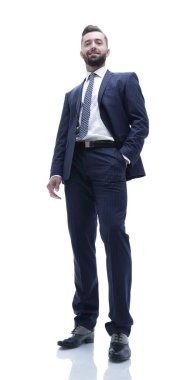 tam büyüme. çapraz kolları olan işadamı