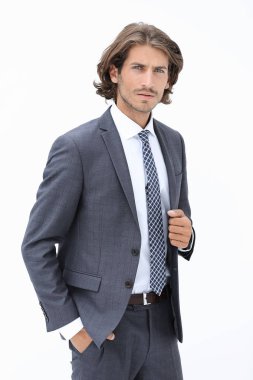 Takım elbise ve kravat şık genç adam