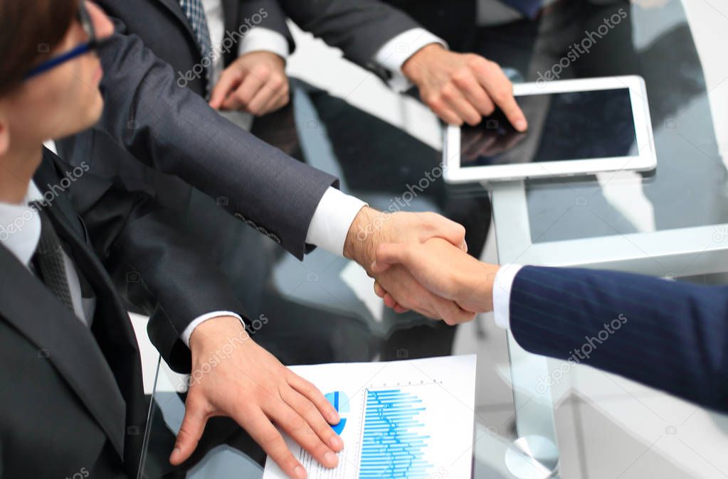 Business handshake and business people concept.