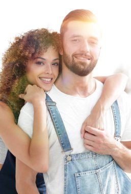 kendi daire almayı hayal bir yeni evli çift portre.