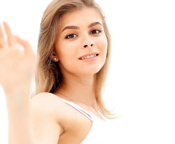 Closeup portrait of a cute young woman — Stock Photo, Image