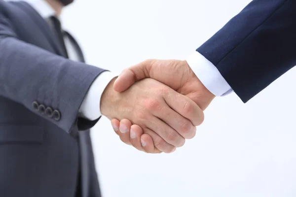 Üzletember által kézfogás meghívja Önt, hogy az együttműködés. — Stock Fotó