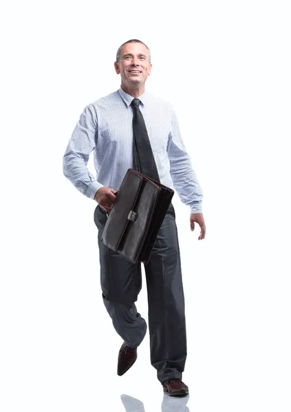 Modern business man with a briefcase going forward — Stock Photo, Image