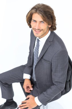 İzole iş adamı mutlu görünümlü kamera