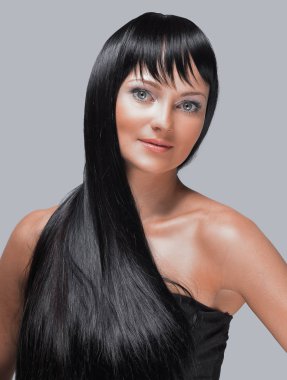 gri bir arka plan üzerinde izole kadın yakın çekim