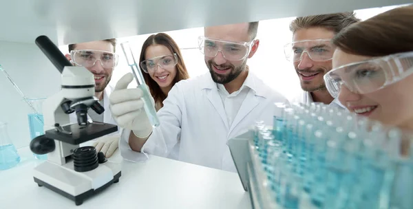 Grupo de farmacéuticos que trabajan en el laboratorio . — Foto de Stock