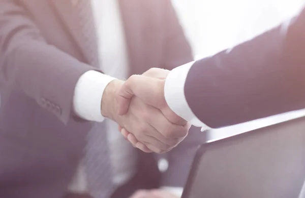 Confident businessman shaking hands — Stock Photo, Image