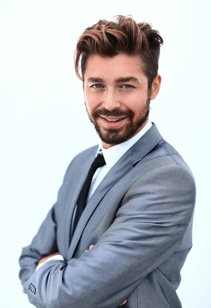 Retrato de un hombre guapo sonriendo, aislado en blanco — Foto de Stock