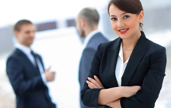 Donna di successo Manager sullo sfondo dell'ufficio — Foto Stock