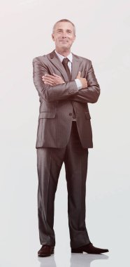 tam büyüme portre. başarılı gülümseyen iş adamı.