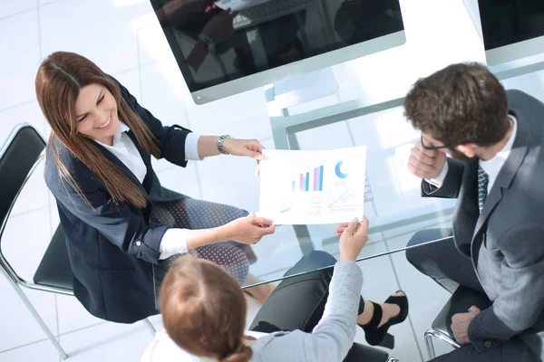 Top view.business team discussing new financial project — Stock Photo, Image