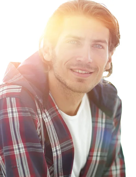 Portret van een succesvolle man in een gecontroleerde shirt. — Stockfoto