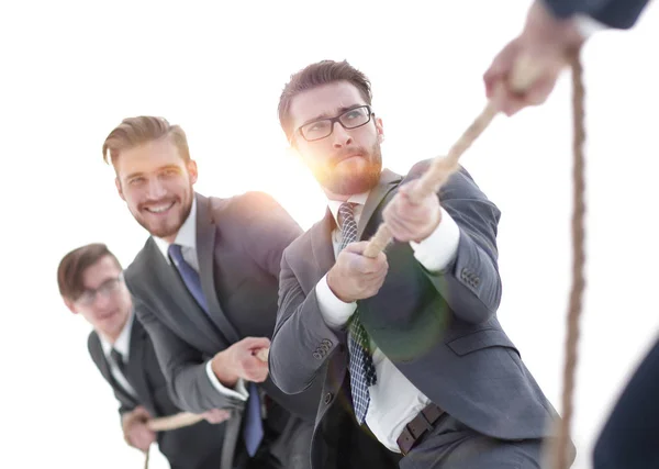 Cabo de guerra entre equipes de negócios confiantes . — Fotografia de Stock