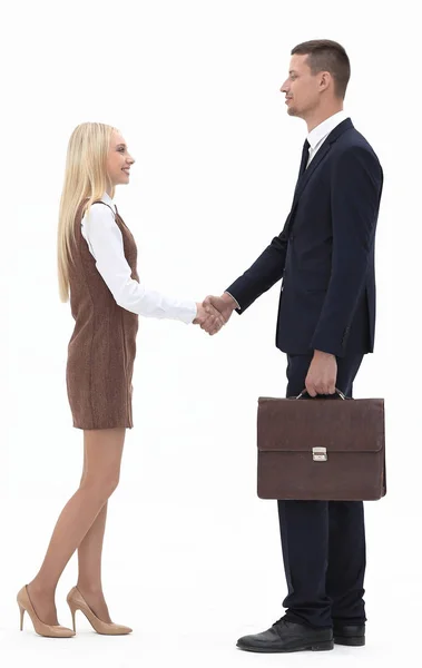 Photo in full growth. the handshake between lawyer and client. — Stock Photo, Image