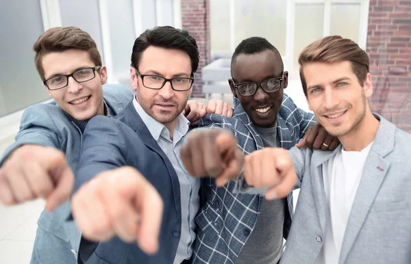 International business team pointing fingers at you — Stock Photo, Image