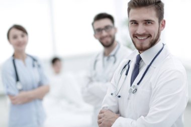 Doktor tıbbi bir ofiste grup.