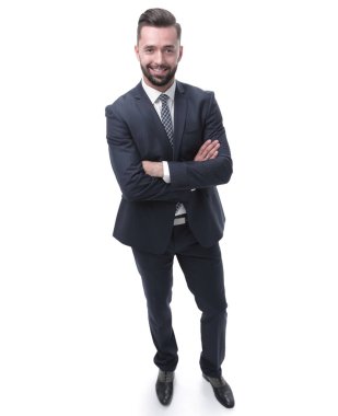 beyaz üzerine içinde tam growth.smiling businessman.isolated.