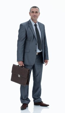 evrak çantası ile kendine güvenen iş adamı