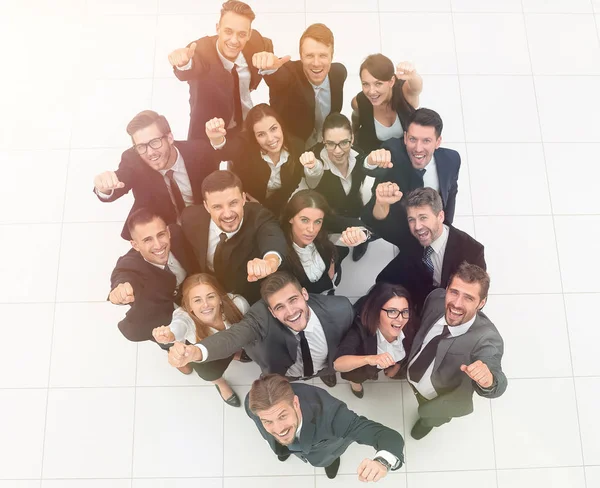 Concept of success. numerous triumphant business team — Stock Photo, Image