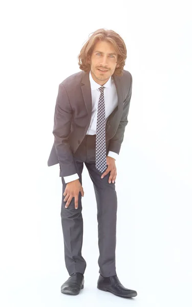Young handsome businessman bending down. Stock Image