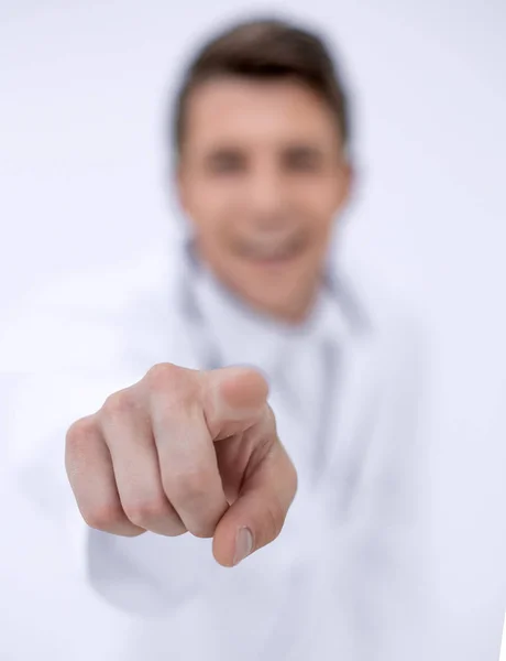 Background image.a médecin-diagnosticien réussi vous pointant du doigt — Photo