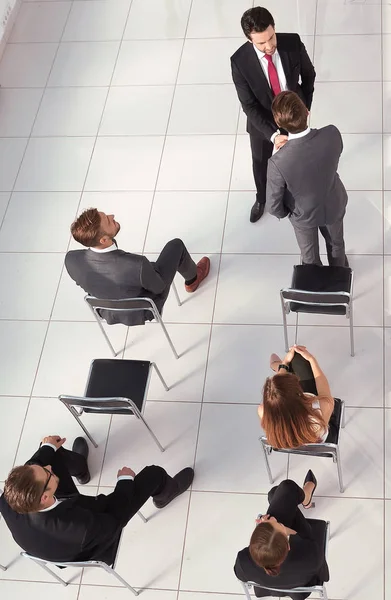 Business people at a conference, top view — Stock Image Business people at a conference, top view Royalty Free Stock Photos