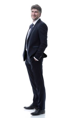 yan görünümü. Başarılı bir iş adamı portresi