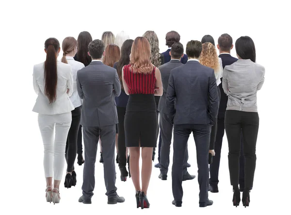 Achteraanzicht groep mensen uit het bedrijfsleven. Achteraanzicht. Geïsoleerd op witte achtergrond. — Stockfoto