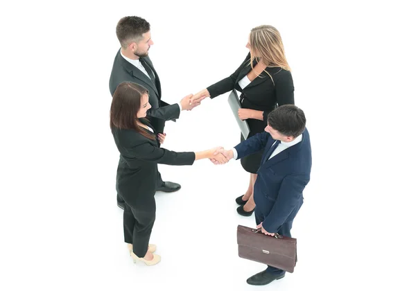 Pohled z top.the handshake obchodních partnerů. — Stock fotografie