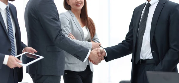 Financial Manager and handshake of business partners Royalty Free Stock Images
