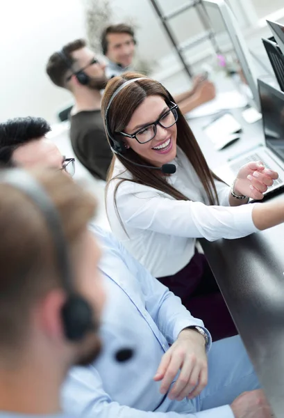 Team of call center operators in the workplace — Stock Photo, Image