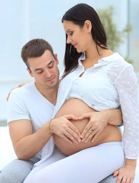 Closeup .happy pregnant couple. — Stock Photo, Image