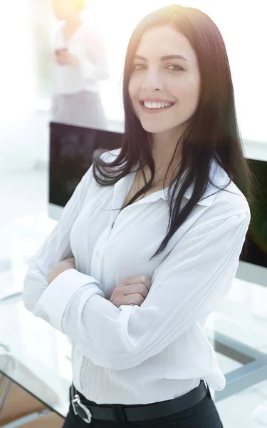 Perspective successful young woman in the office — Stock Photo, Image