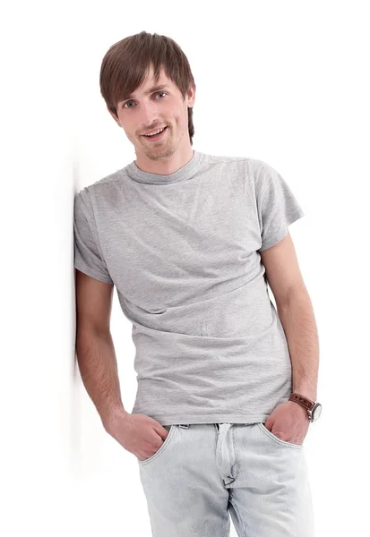 Elegáns fiatal férfi világos póló — Stock Fotó