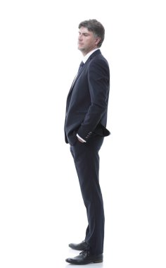 yan görünümü. Ciddi işadamı portresi.