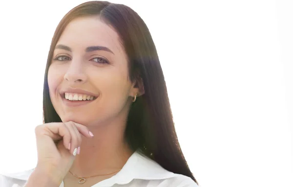 Close-up gezicht van de moderne succesvolle jonge vrouw — Stockfoto