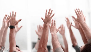 iş background.the iş takım kendi elleriyle ayağa kalkar