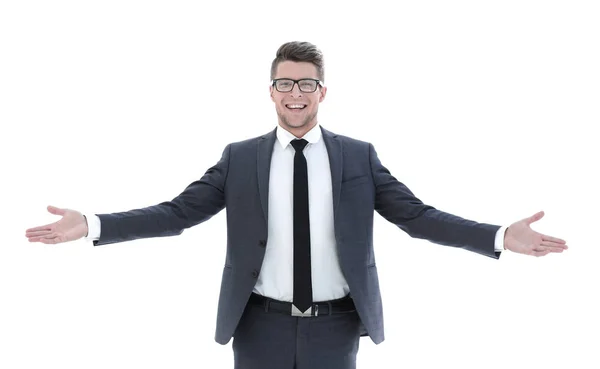 Щасливий бізнесмен ізольований на білому тлі — стокове фото