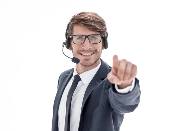 Joven hombre de negocios casual en auriculares —  Fotos de Stock