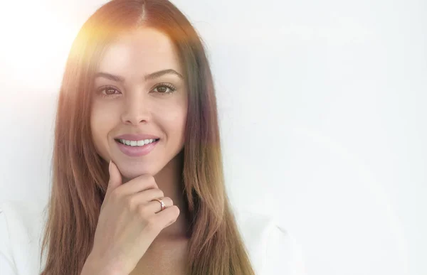 Retrato de mujer de negocios exitosa en blanco . — Foto de Stock