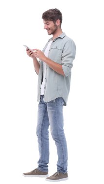 tam growth.surprised genç adam ile smartphone